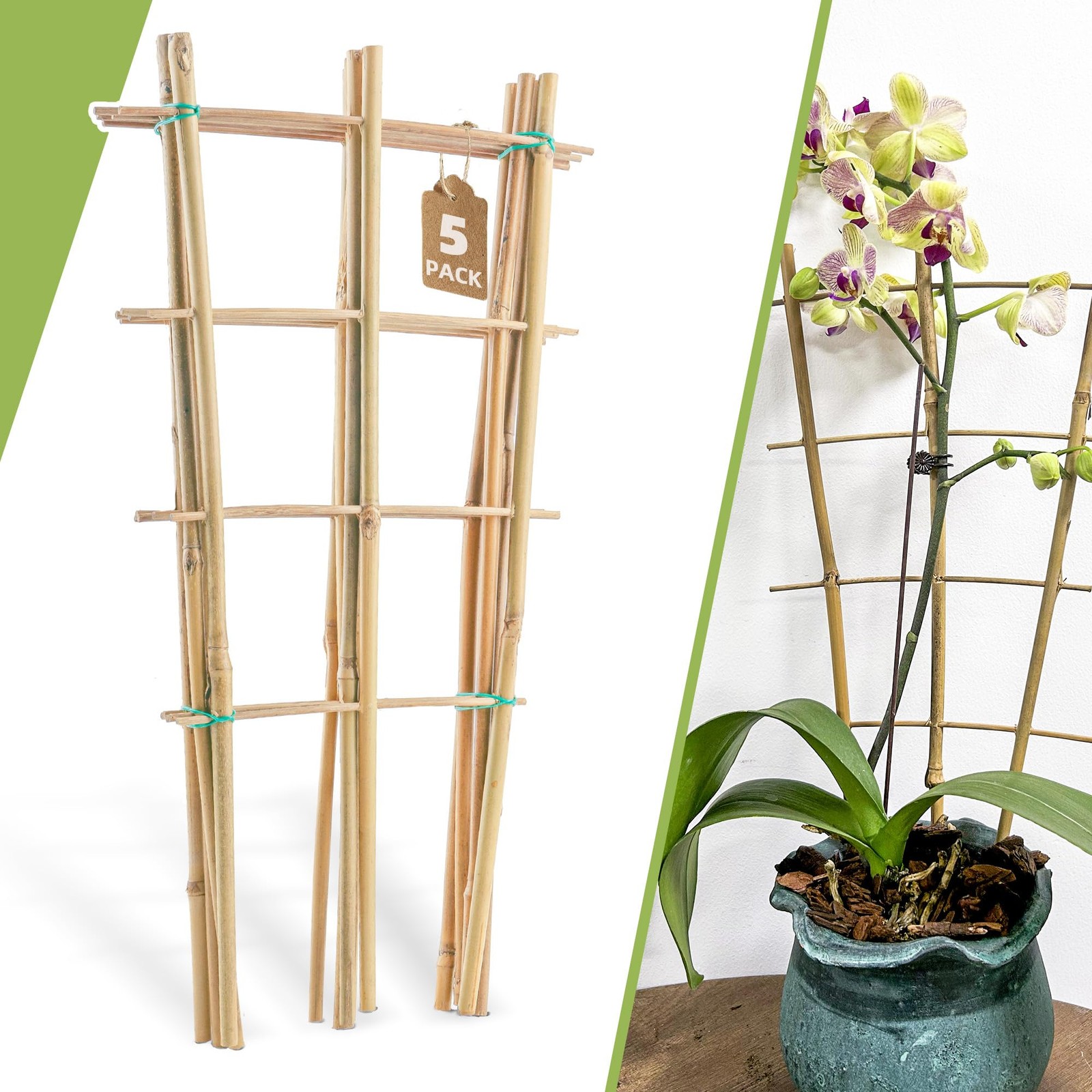 5 Pack 16" Bamboo Trellis for Climbing 16inch, Fan-shaped trellis 5PCS