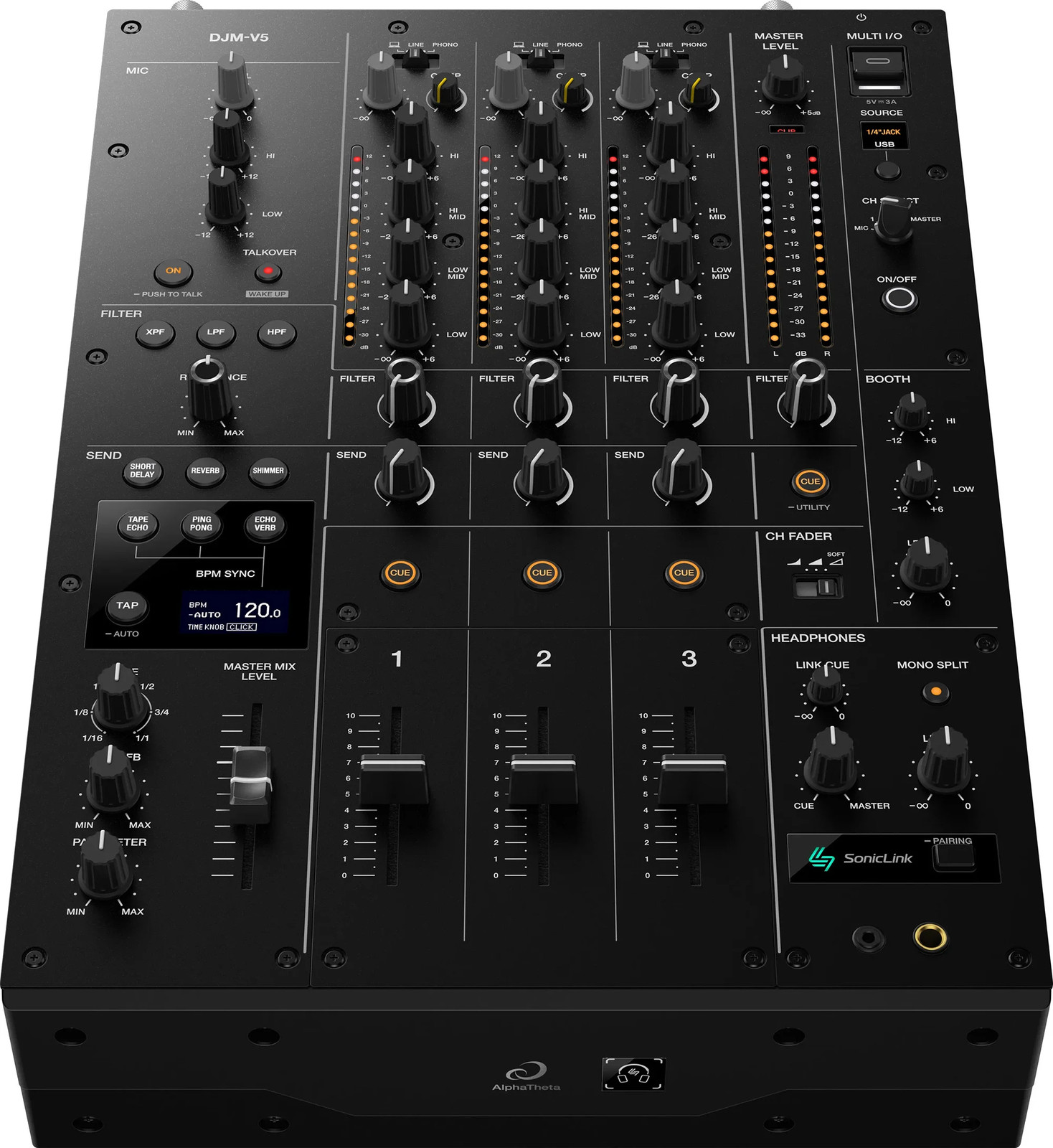 AlphaTheta DJM-V5 3-channel Professional-Grade Compact DJ Mixer