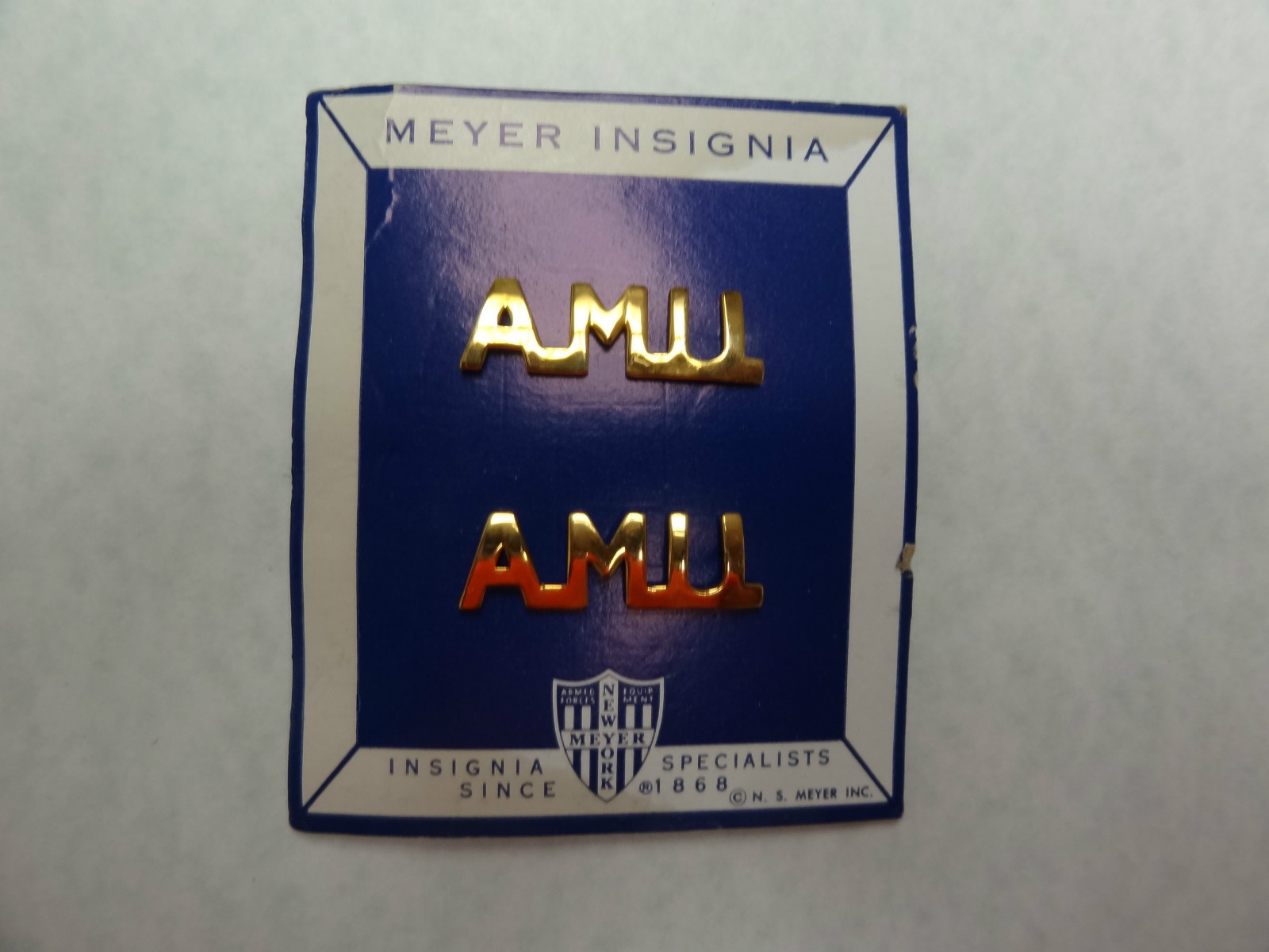 US ARMY SET OF 2 INSIGNIA AMERICAN MILITARY UNIVERSITY AMU N S MEYER OLDER