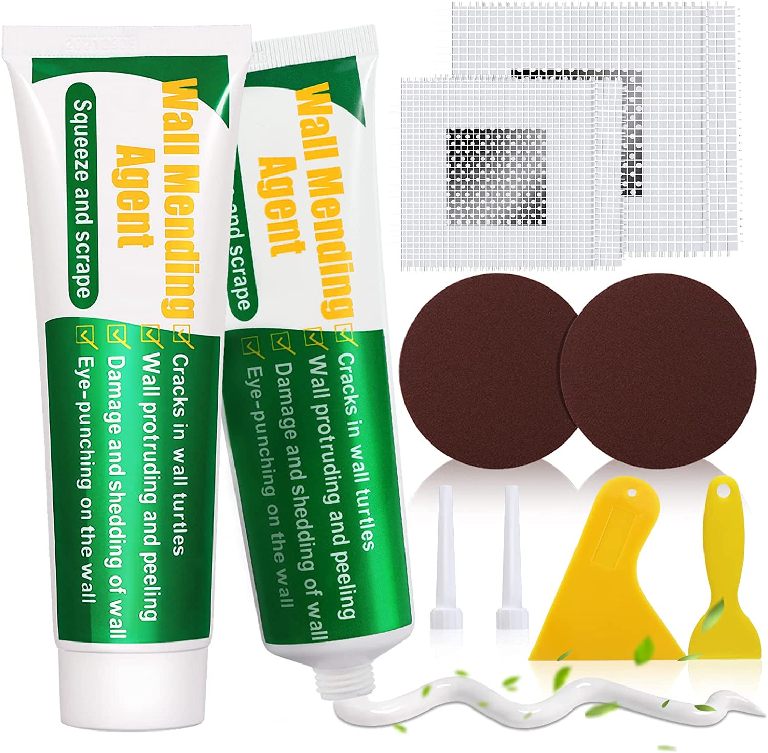 Kit de Reparacion de Yeso 2 Piezas Kit Parche para Reparacion Pared con Espatula