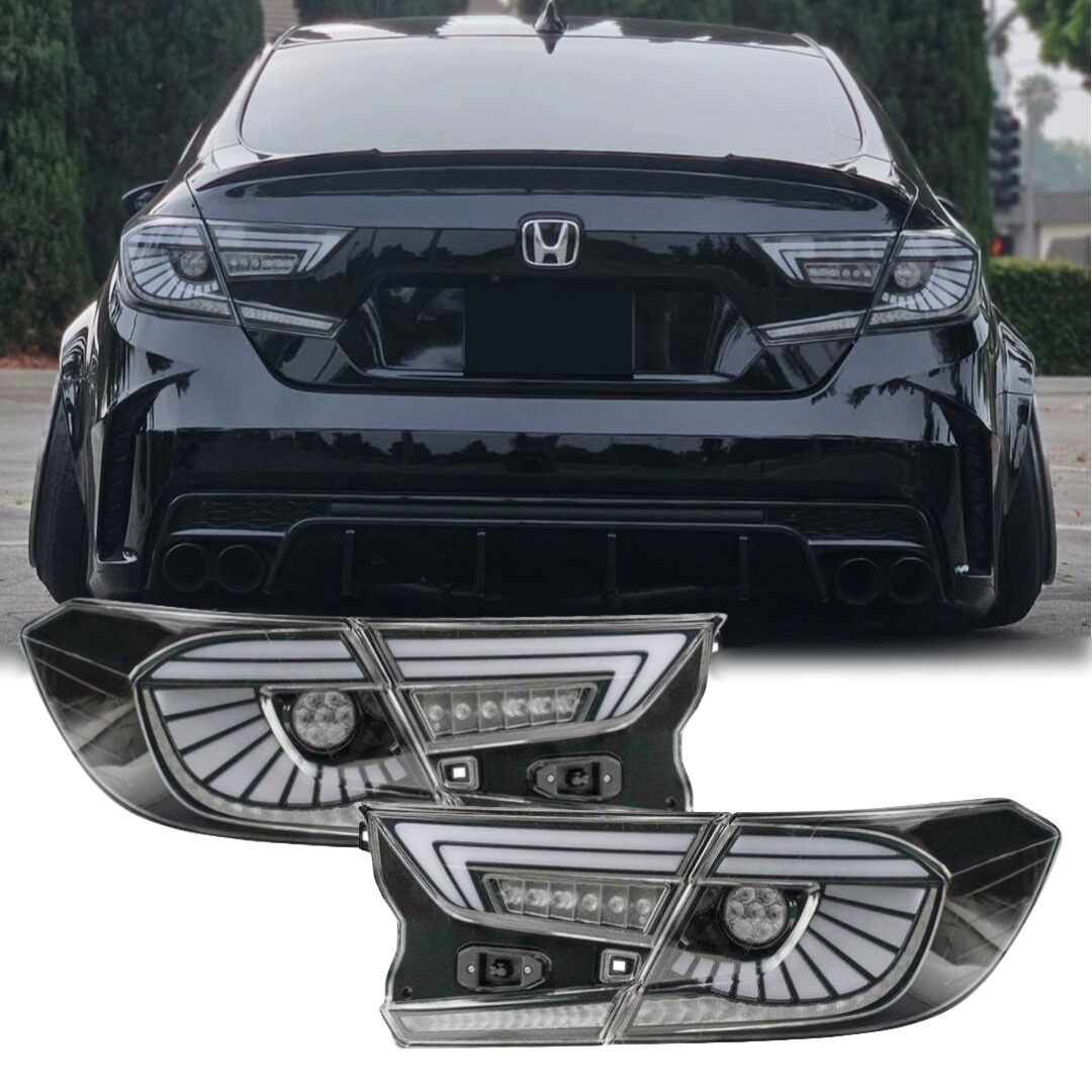 Clear White LED Tail Lights For 2018-2022 Honda Accord Sedan 10th Gen Rear Light