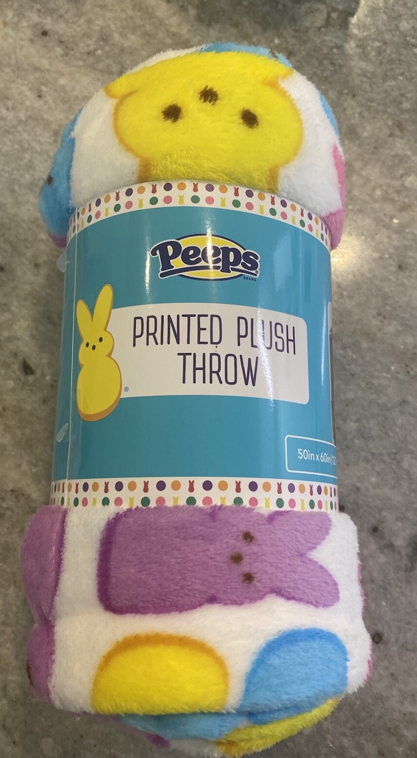 PEEPS EASTER PLUSH THROW BLANKET 50" X 60" BUNNIES NEW