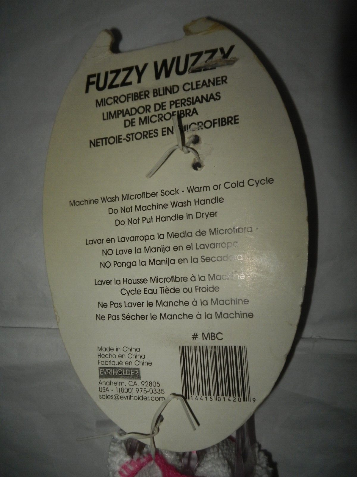 Fuzzy Wuzzy Microfiber Pink/White Blind Duster/Cleaner 8.5" NEW