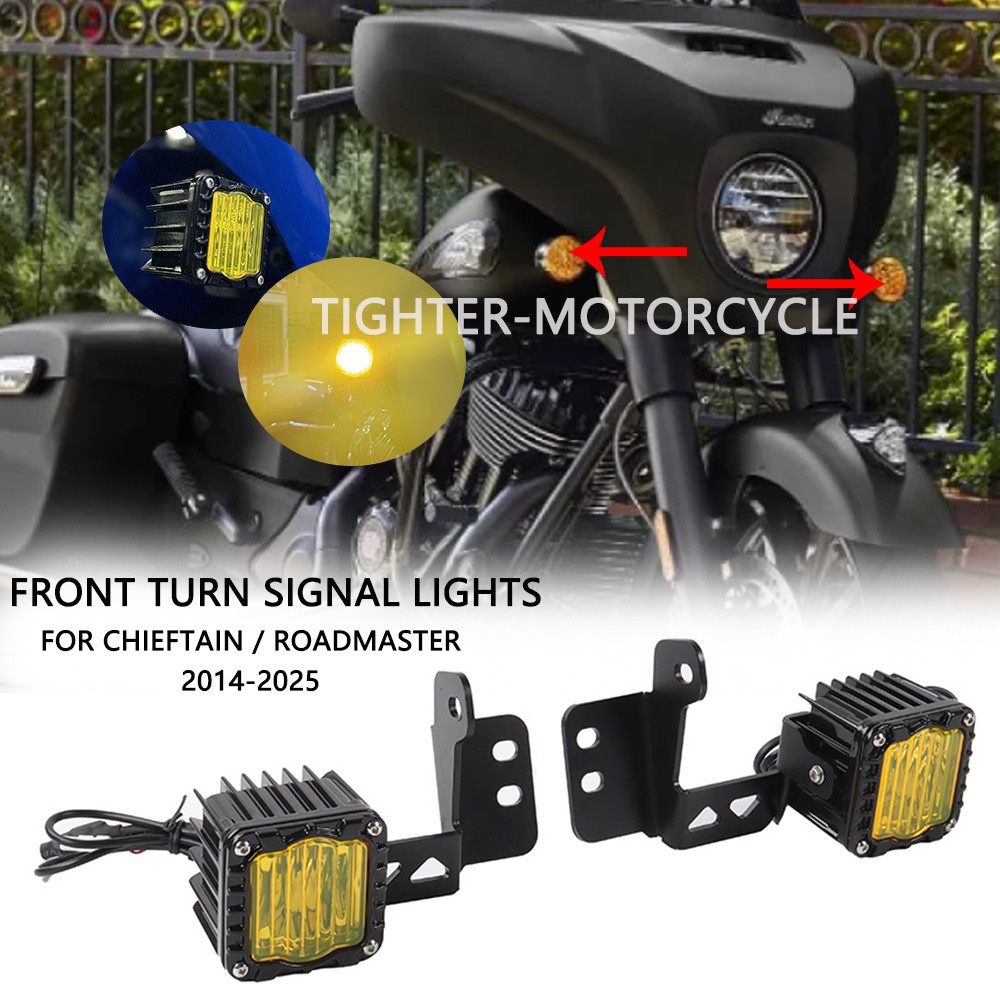 Shark Demon Motorcycle Front Turn Signals Lights For Indian Chieftain 2014-2025