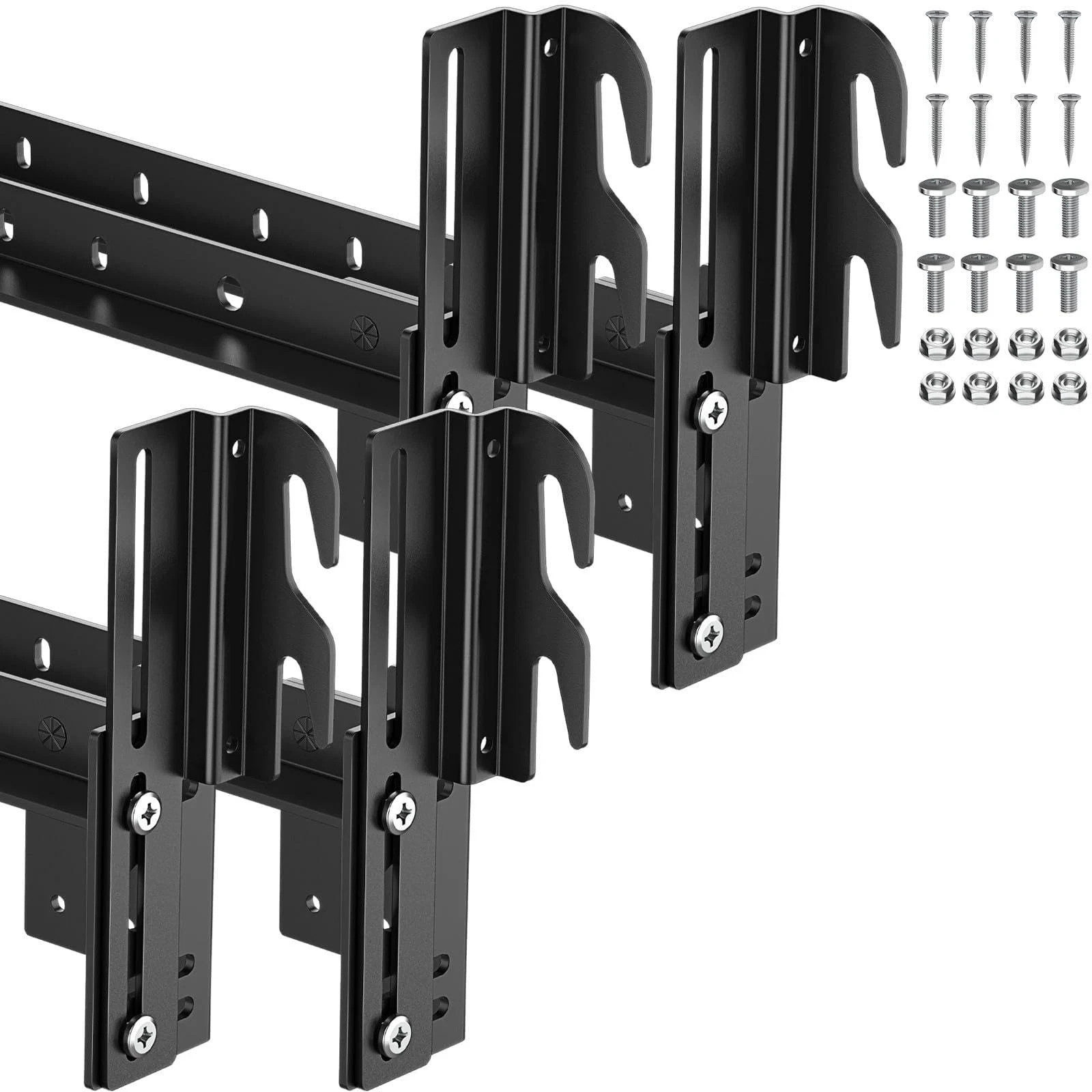 4pcs Black Bolt on to Hook on 711 Bed Frame Conversion Brackets On Headboard ...