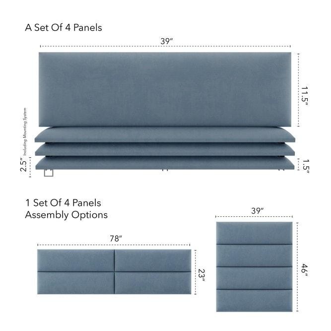 Vant Upholstered Headboards - Ocean Blue - 39 Inch - Set Of 4 Panels