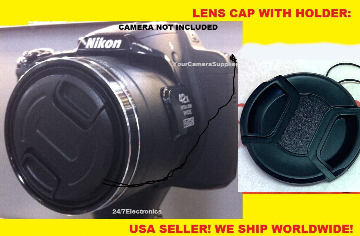1 FRONT SNAP-ON LENS CAP DERECTLY TO CAMERA NIKON COOLPIX L110 L 110 L100+HOLDER