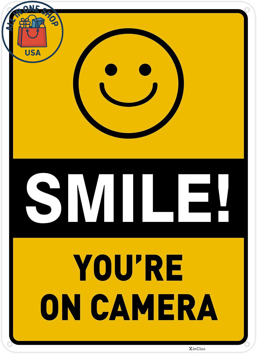 Smile You're on Camera Sign with Stake - Home Security Video Surveillance 10x7