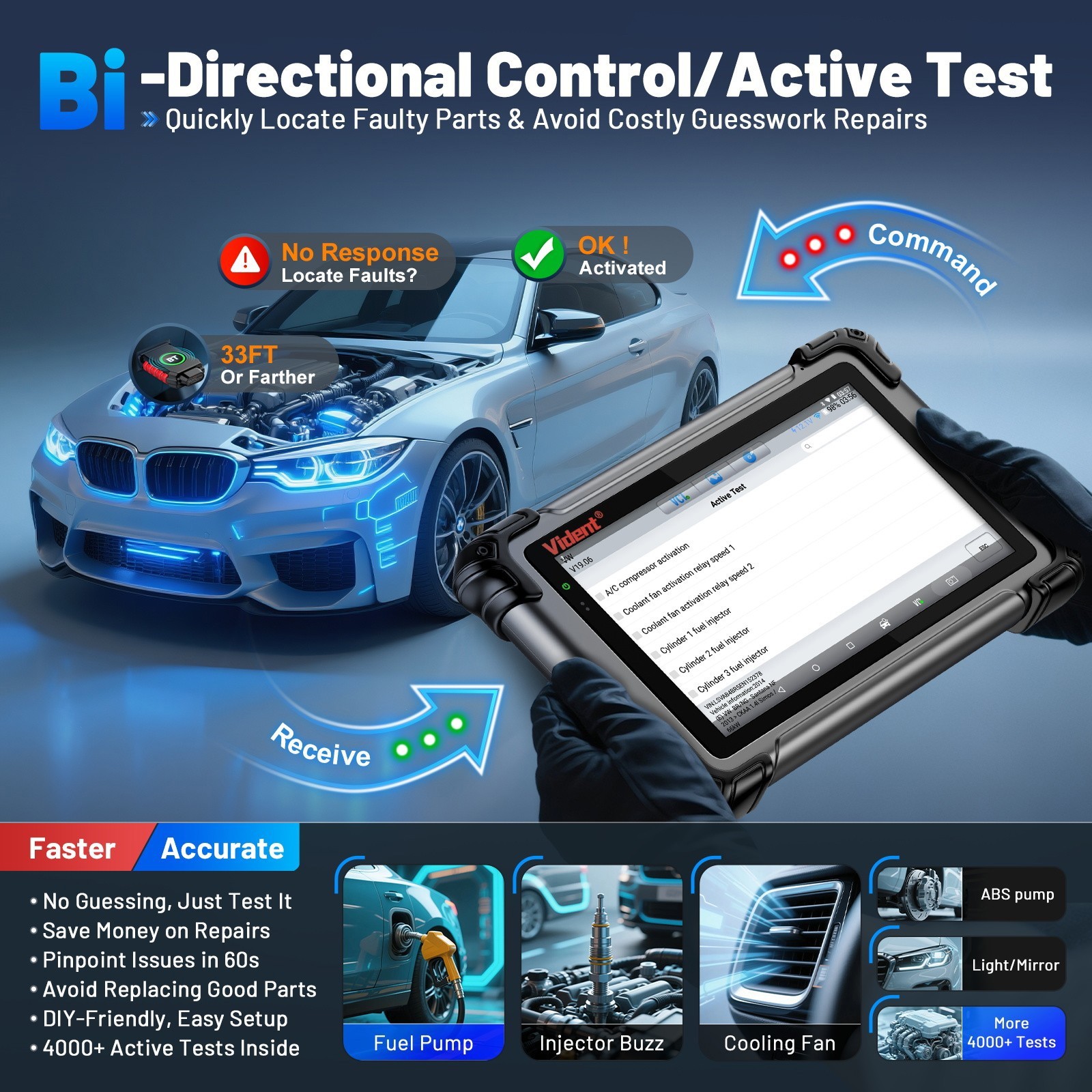 OBD2 Scanner Topology Mapping VIDENT iSmart 800PRO BT Bidirectional Scan Tool US