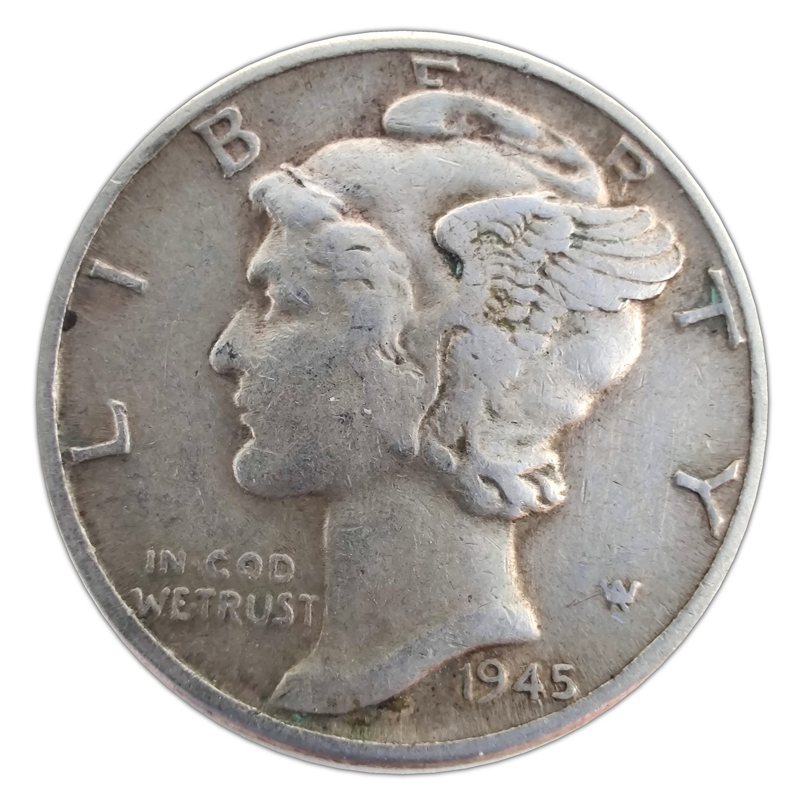 1945-P Mercury Dime F Fine 90% Silver