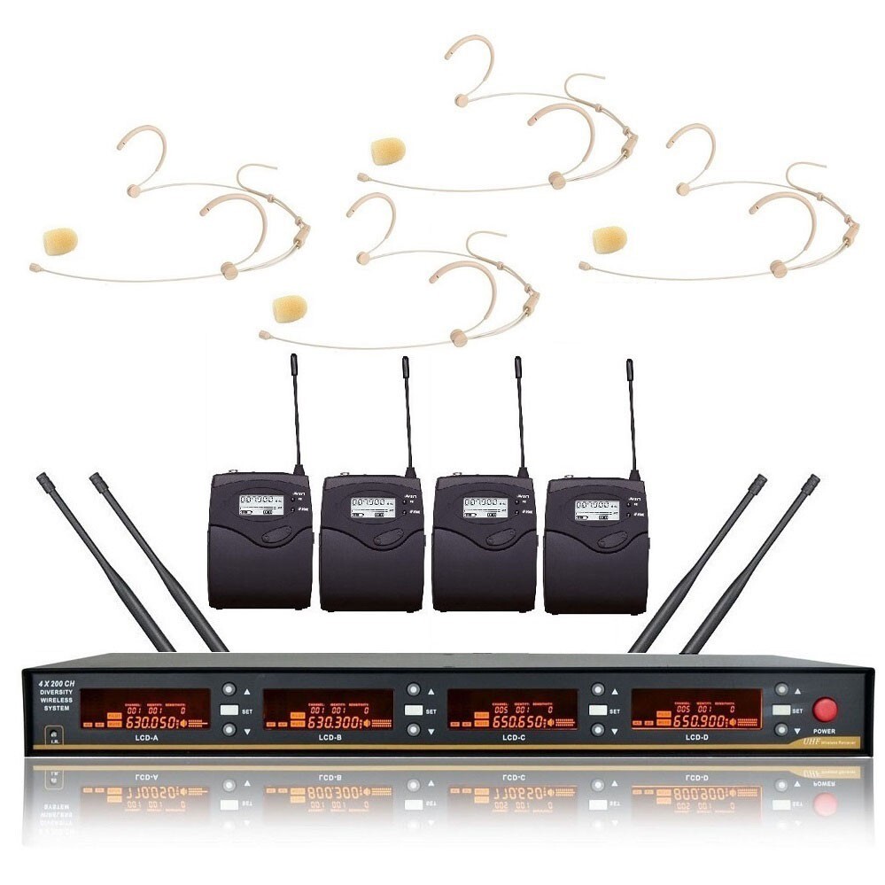 UHF 4 Channel Cordless Mic for Sennheiser Wireless Headset Microphone System