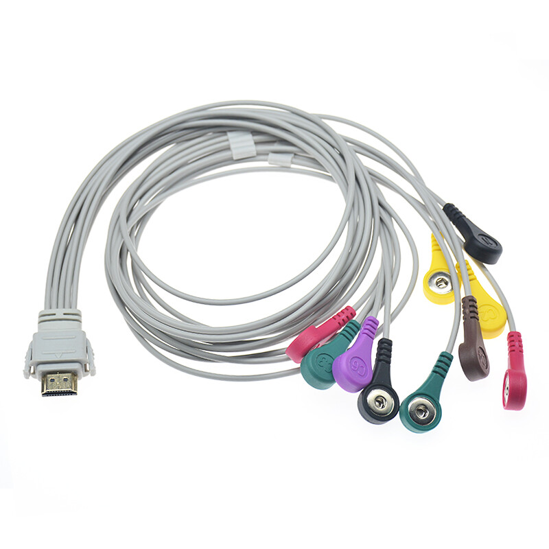 10 Lead Holter ECG Cable Leadwire,Snap Plugs,Compatible with Biocare IH-12PLUS