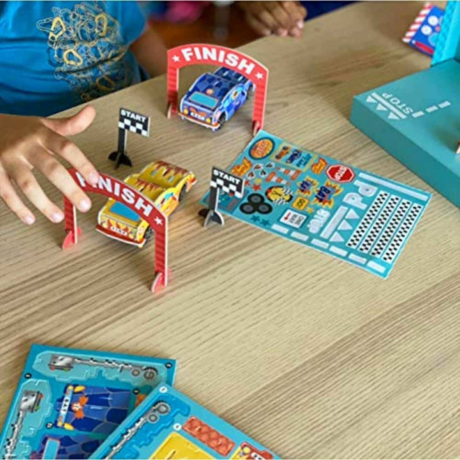 BOX CANDIY Race Cars Build it Yourself Pull-Back 3D Cars Kit, Craft Kids
