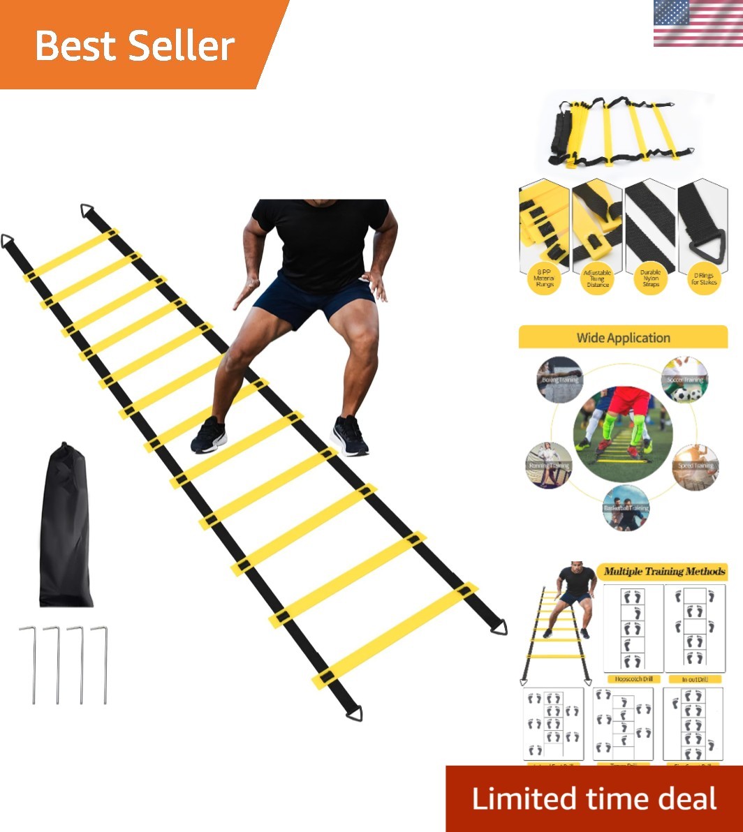 Speed & Agility Ladder with 12 Rungs - Perfect for Coaches & Fitness Enthusiasts
