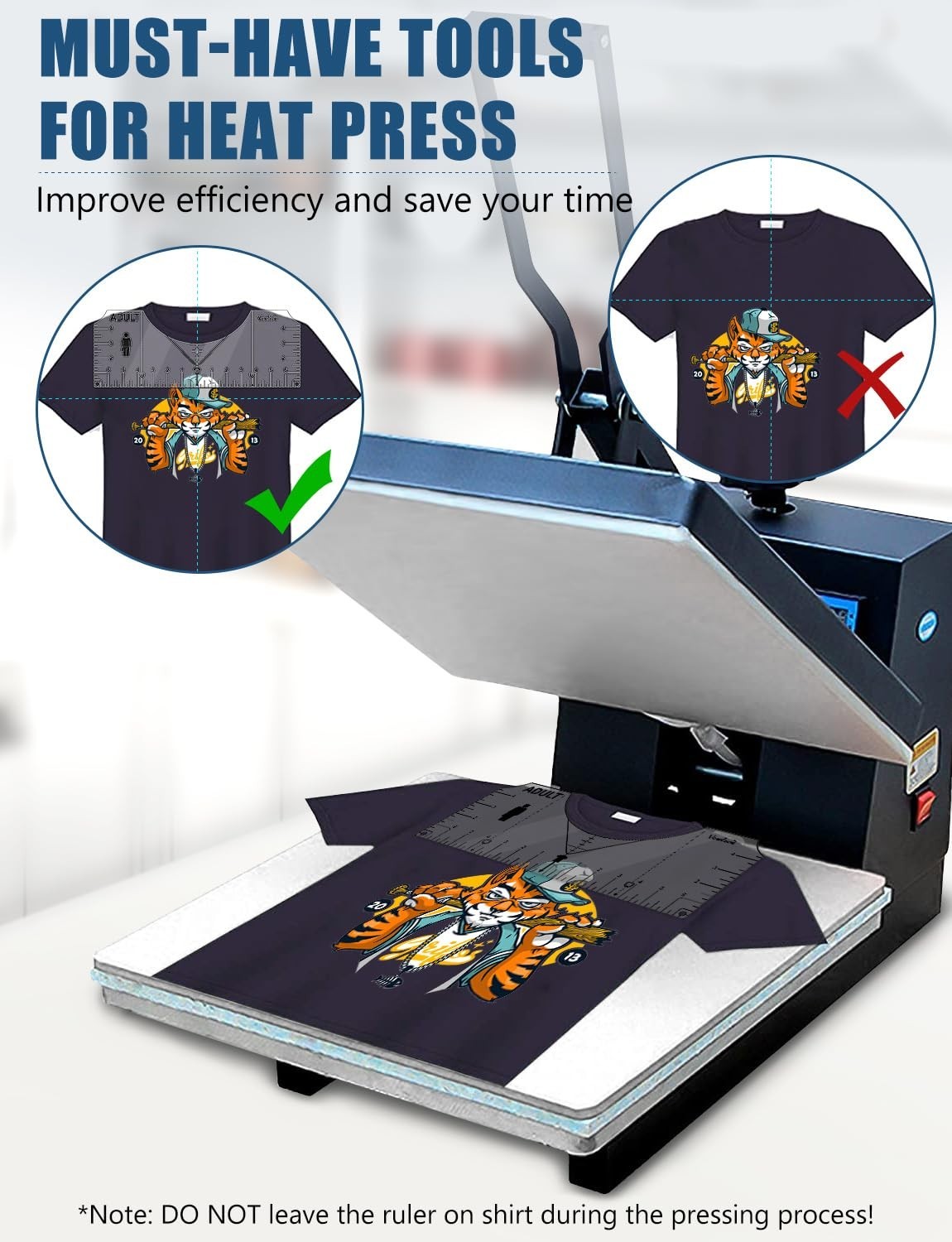 T-Shirt Ruler for Precise Alignment, Center & Left Chest Placement Tool for S...