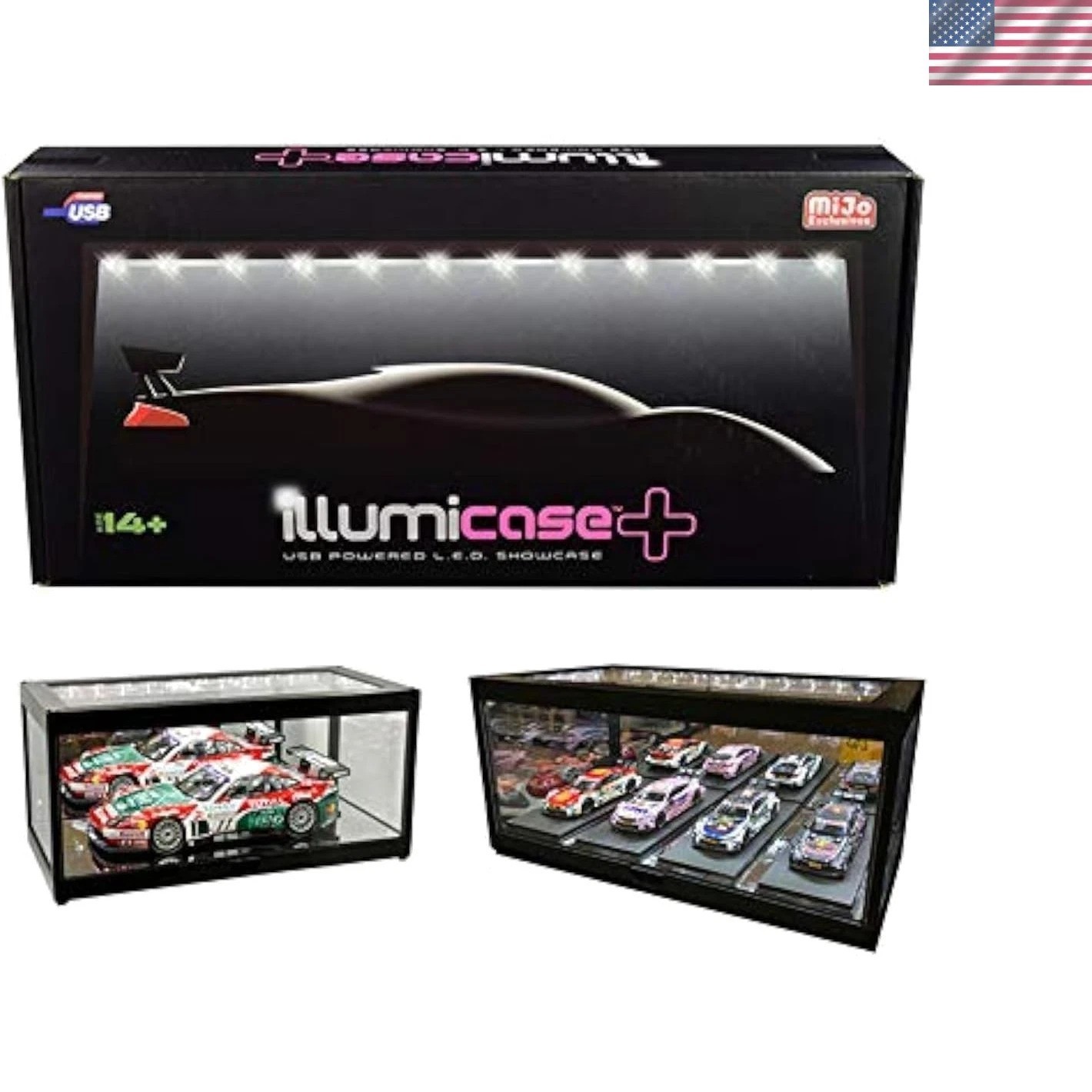 Elegant Black Collectible Display Case with LED Lights and Mirror Base Finish