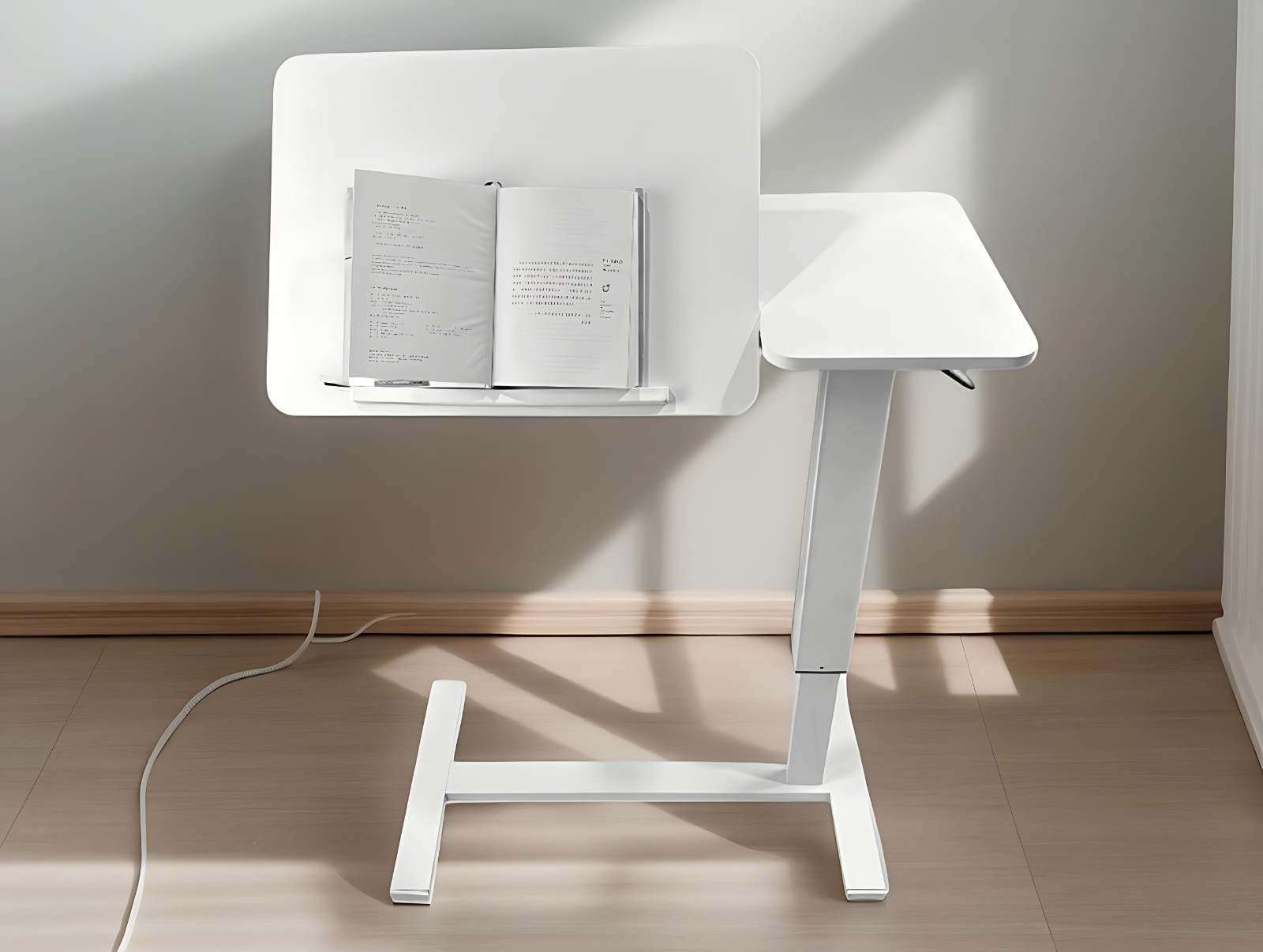 Modern Height Adjustable Overbed Table Side Table Tilting Bedside Desk w/ Wheels