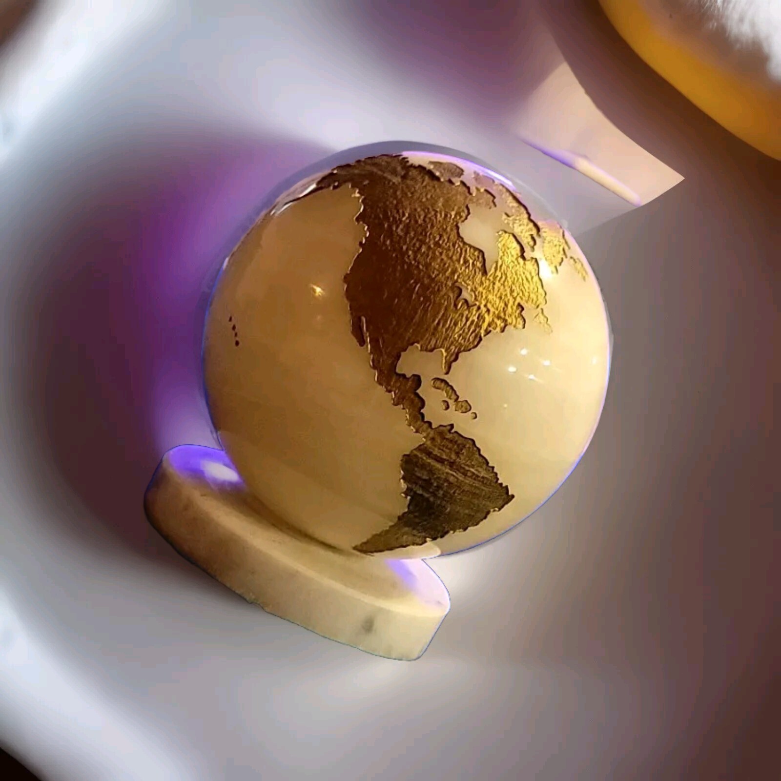 Maitland Smith Marble Stone Globe Solid White Gold - No Base