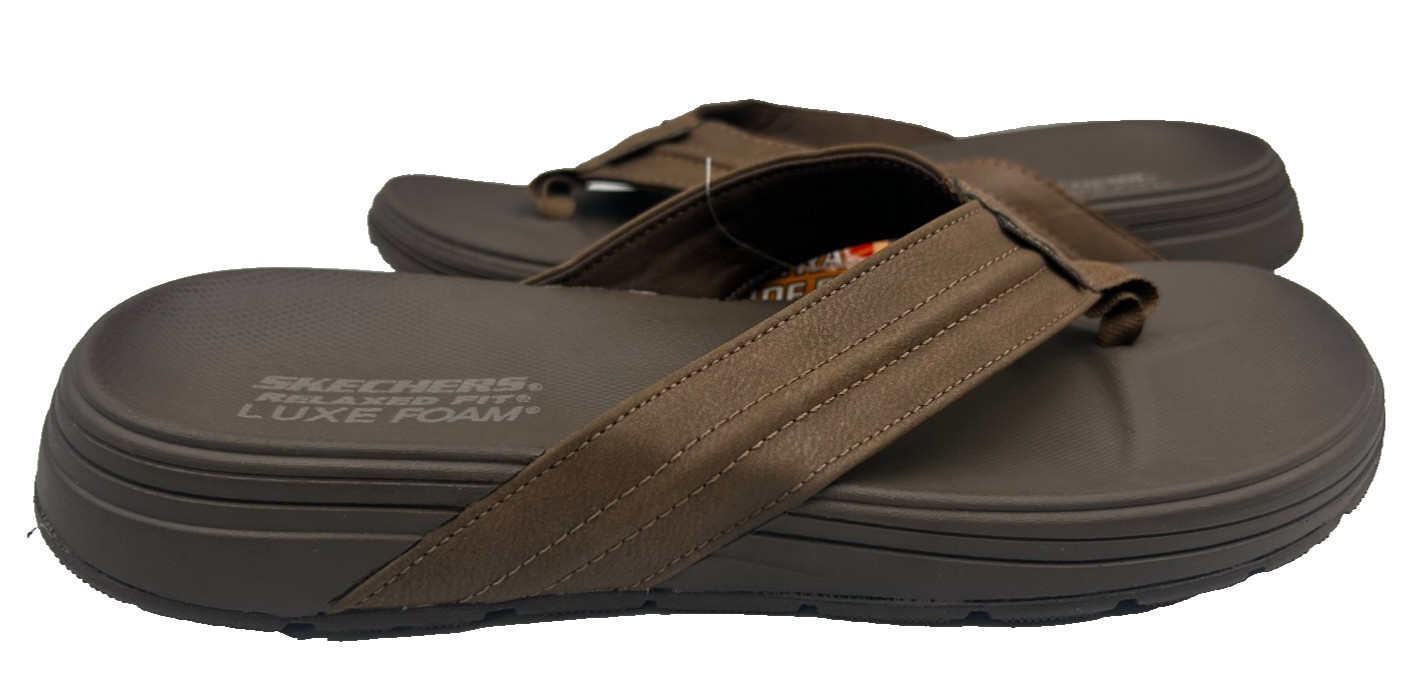 Skechers Men's RF Patino - Marlee Flips Flop Sandals Brown EX WIDE Size:9 157E