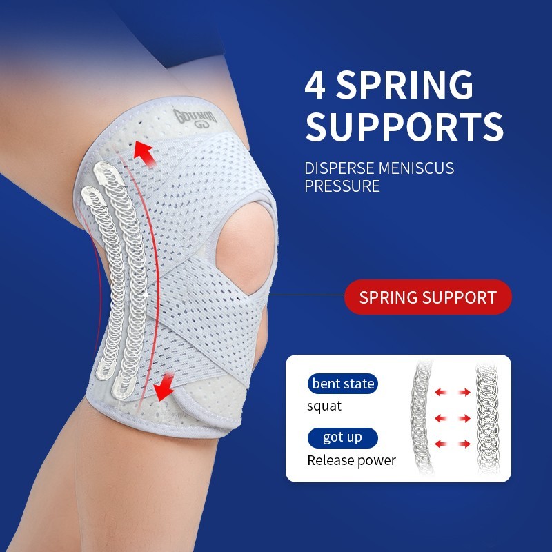 Black Knee Brace Compression Sleeve Joint Support Open Patella Stabilizer Wrap