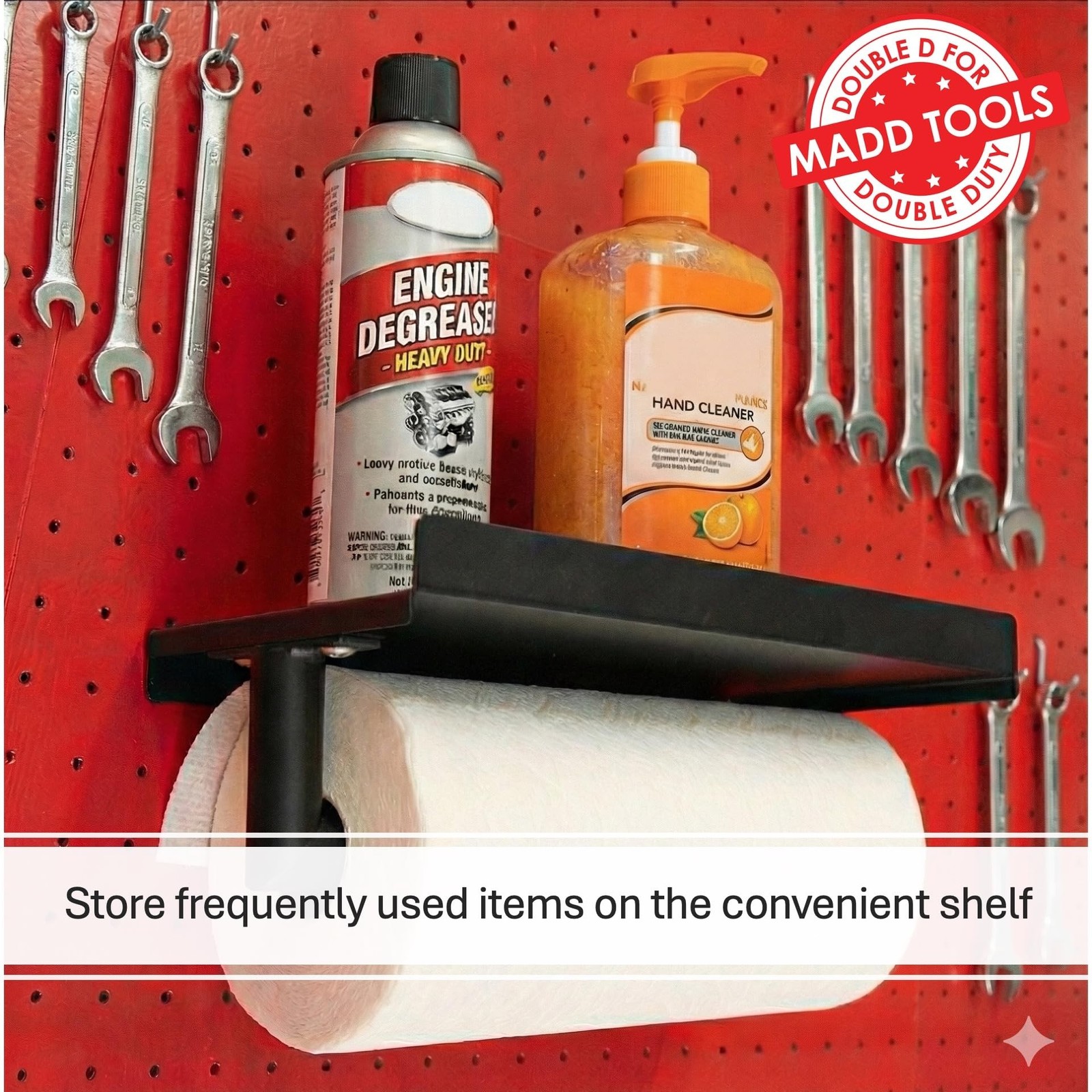 Pegboard Paper Towel Holder and Shelf, Peg Board Accessory Kit with Heavy Dut...