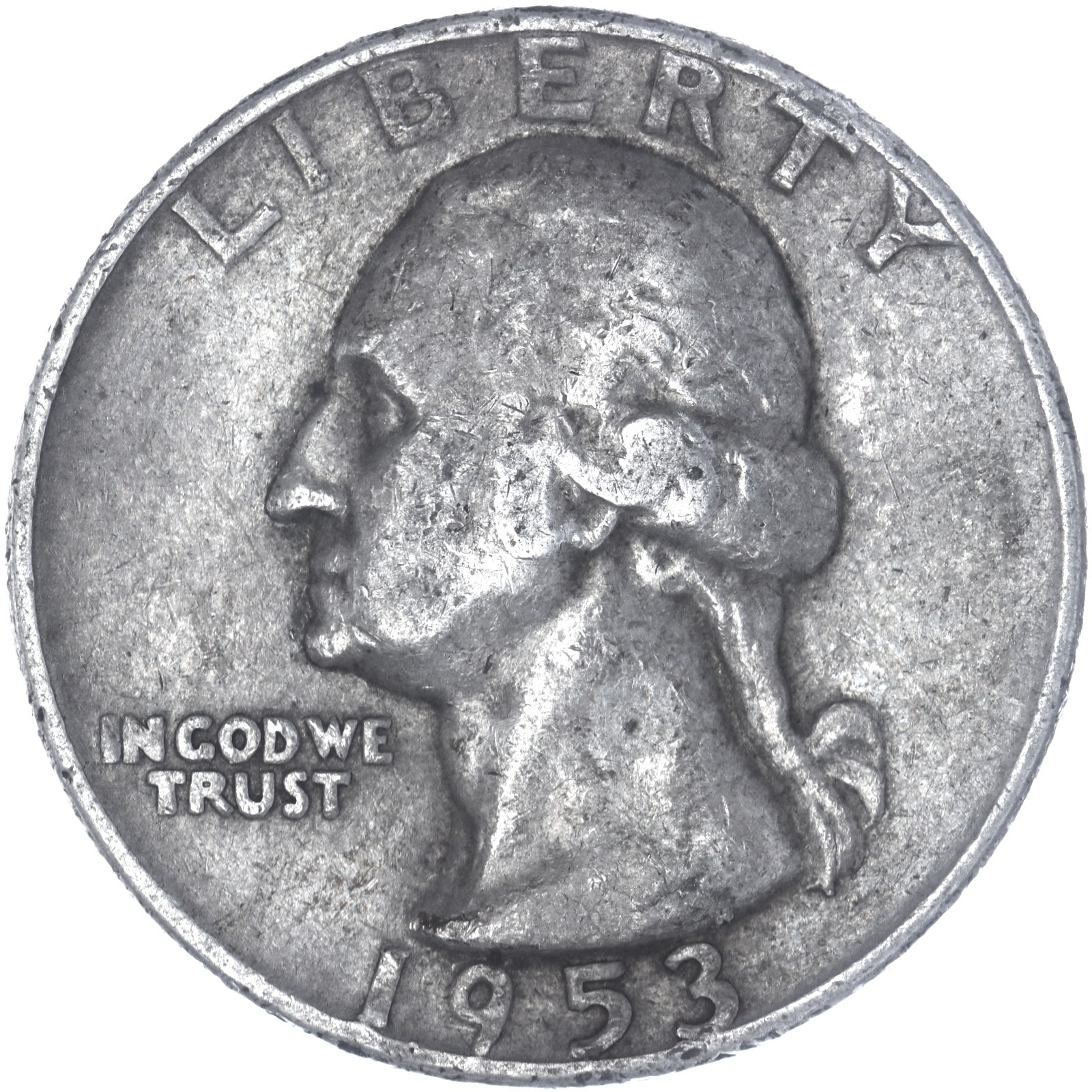 1953 D Washington Quarter 90% Silver Very Fine VF See Pics E587
