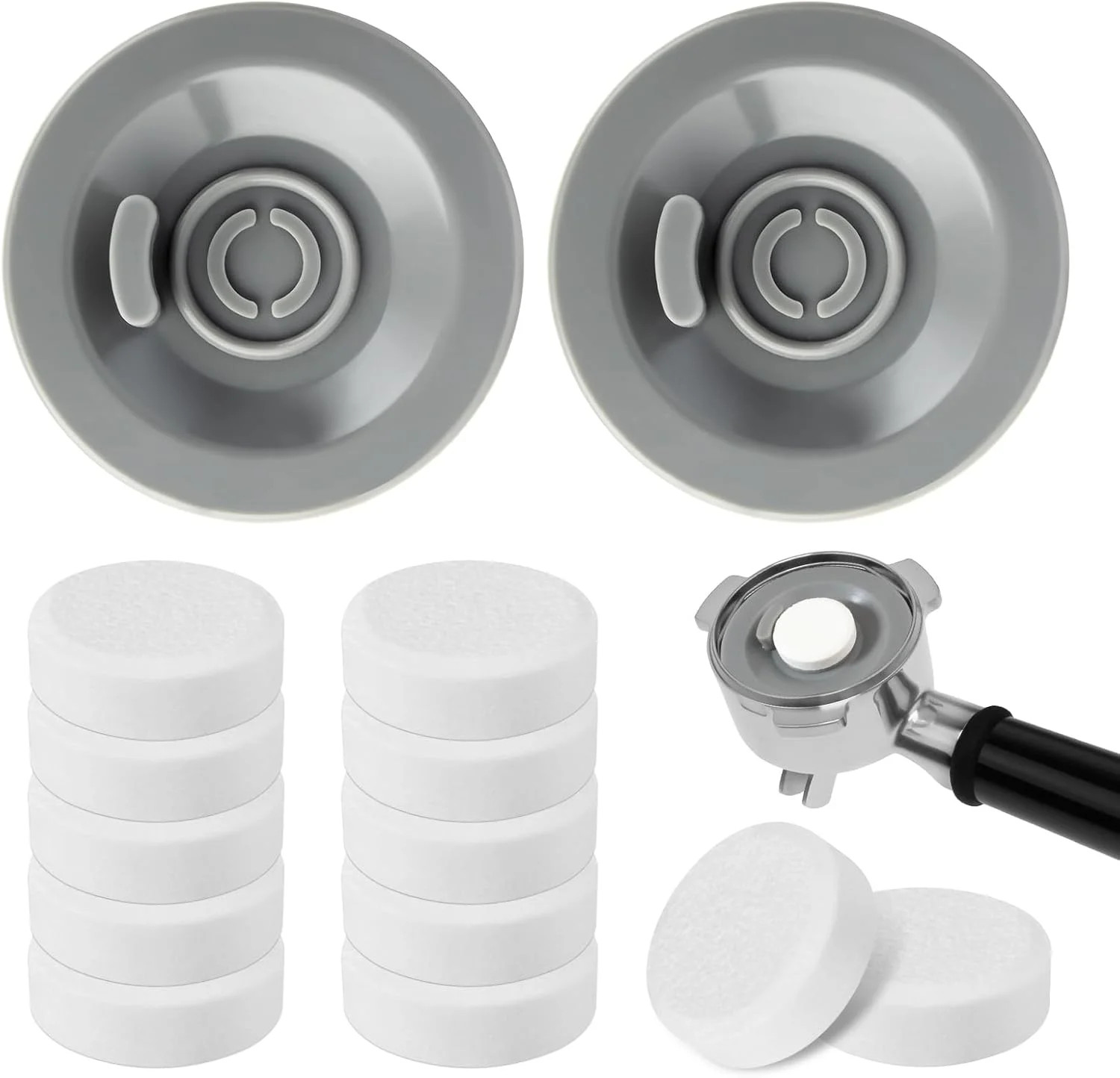 12 PCS Cleaning Tablets and 2 PCS Rubber Backflush Disc for Breville, 54mm Espre