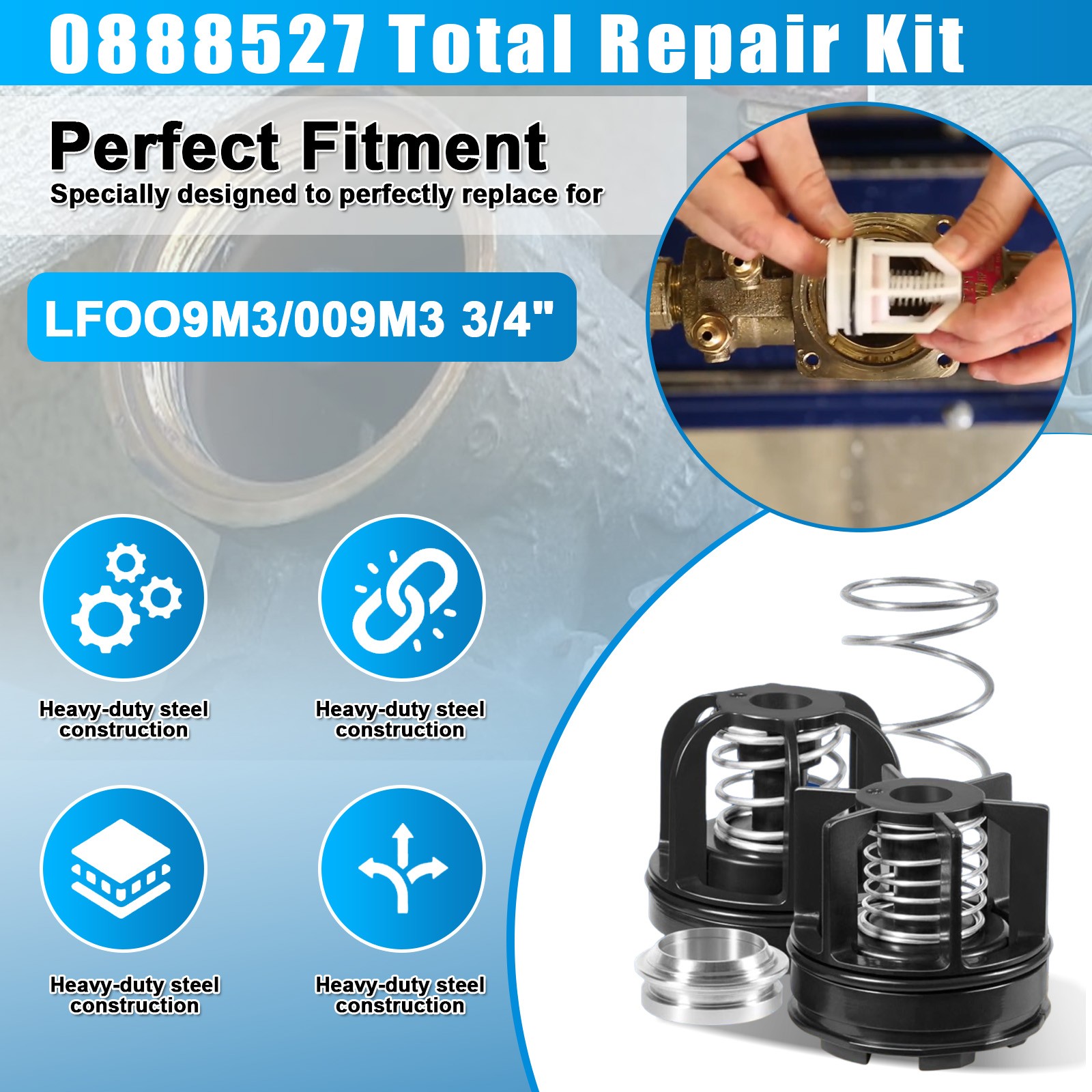 009M3 3/4" Total Repair Kit Replacement Fits for Watts LF009M3/009M3 Assembly
