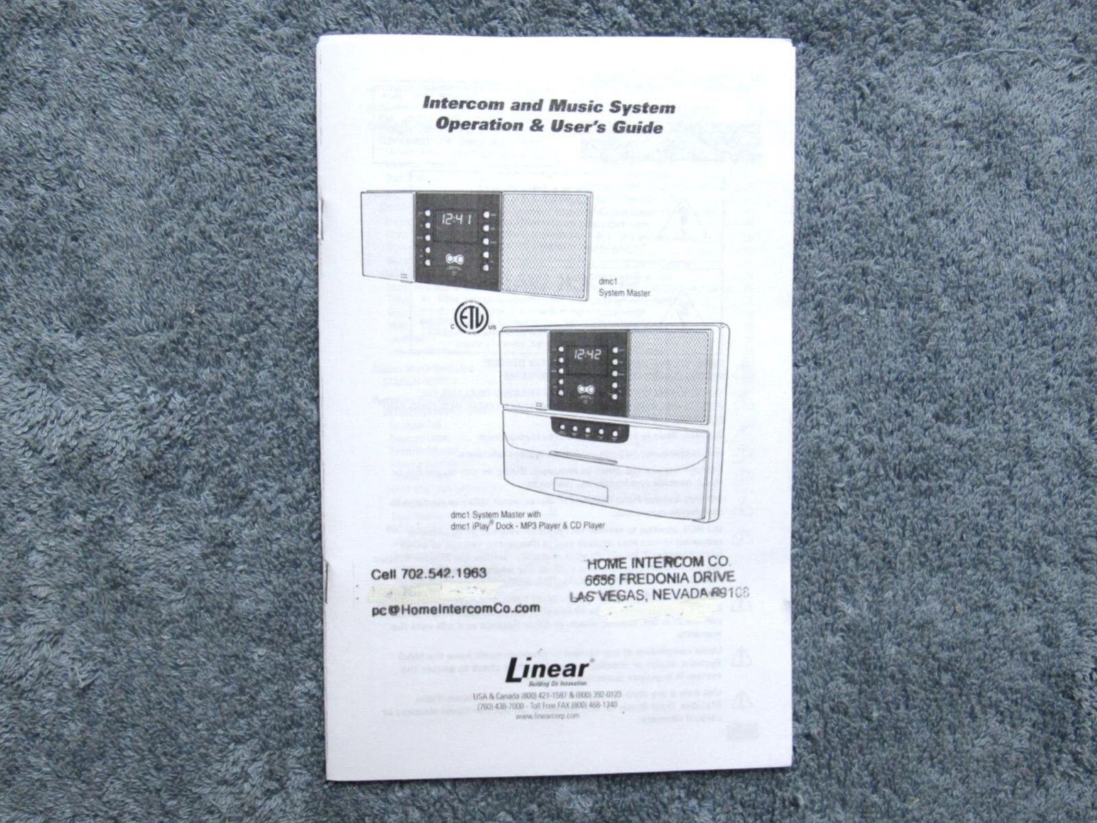 DMC1 Owner's Guide - DMC1CD Operating Instructions M&S Home Intercom