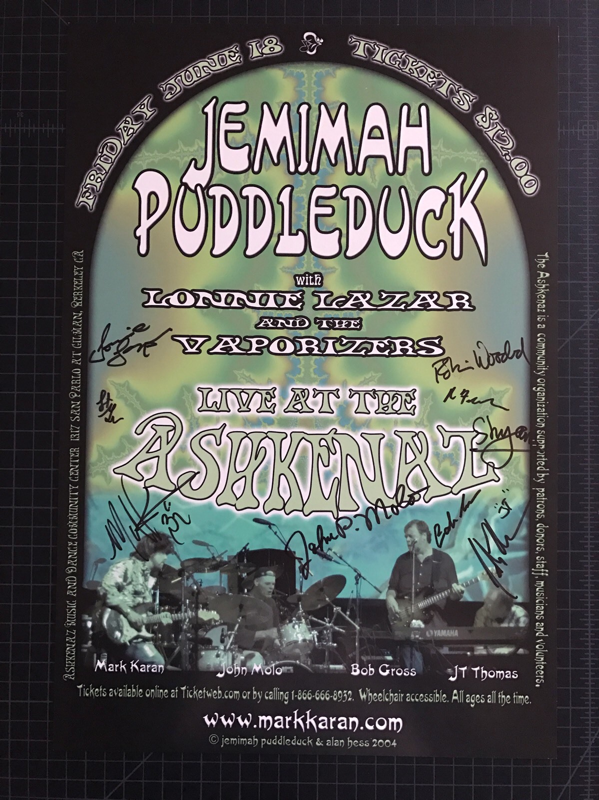 JEMIMAH PUDDLEDUCK GRATEFUL DEAD MARK KARAN MOLO LIVE BERKELEY CA 2004 *SIGNED