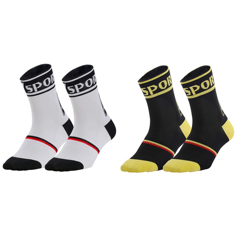 2 Pairs Cycling Socks Riding Bicycle Bike Sports Ankle Socks XC MTB White Black