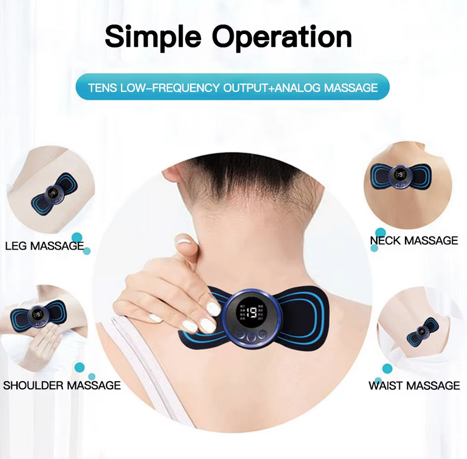 Portable EMS Neck Massager – 8 Modes, 19 Levels, Muscle Relaxat