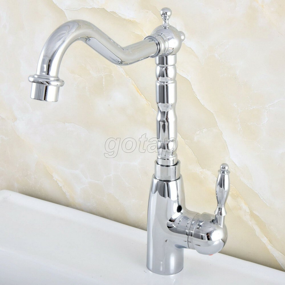 Polished Chrome Brass Swivel Kitchen Bathroom Vessel Sink Faucet Mixer Tap
