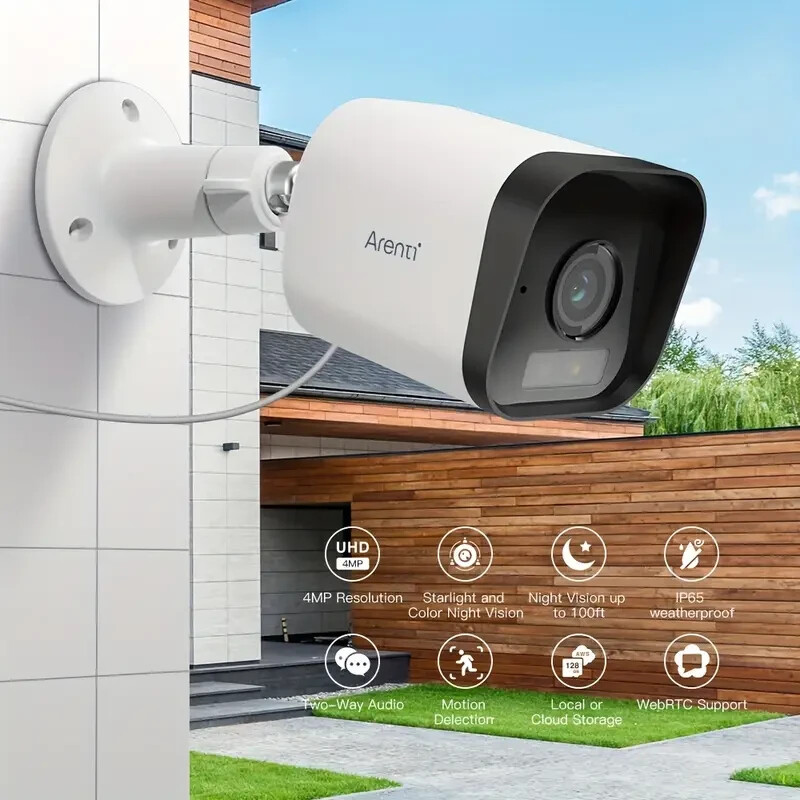 ARENTI 4MP 2.5k Outdoor Wireless Security Camera, ( PLUG IN..} 2PACK!!!!