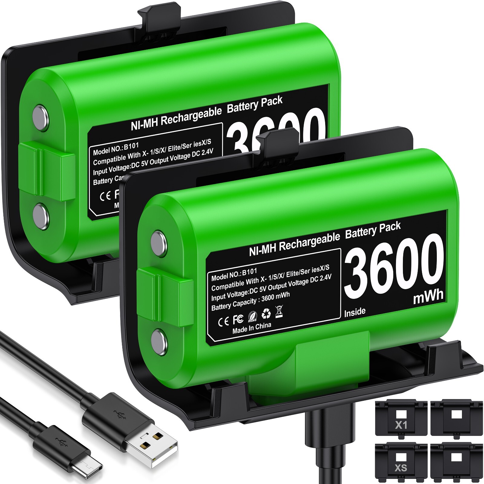 Rechargeable Battery Pack For XBox One X/S Series X/S Controller & Charger Cable