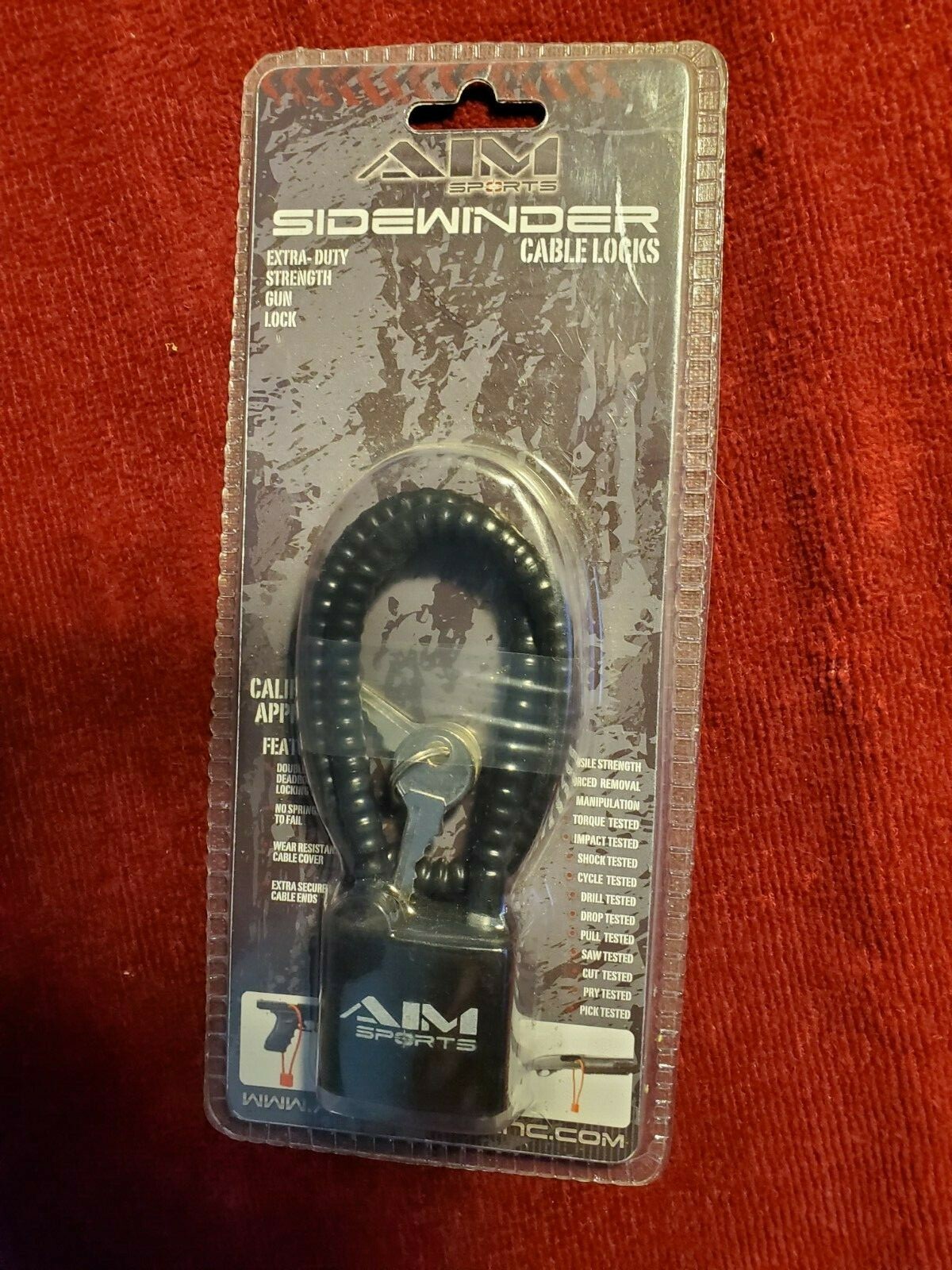 NEW AIM SPORTS MFG 15" CABLE GUN LOCK CALIFORNIA APPROVED 2 KEYS