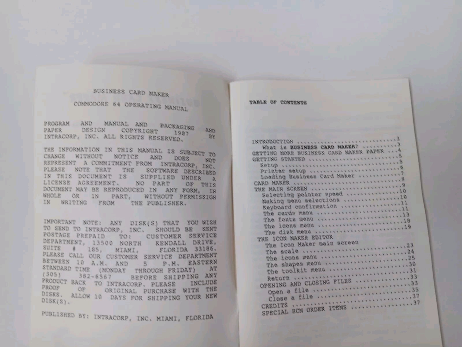 Commodore 64 Intracorp Business Card Maker Software Tested/Works
