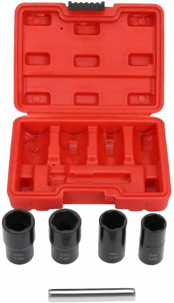 5pc Twist Socket 1/2” Drive For Wheel Lock Nut Damaged Removal 17 19 21 22mm