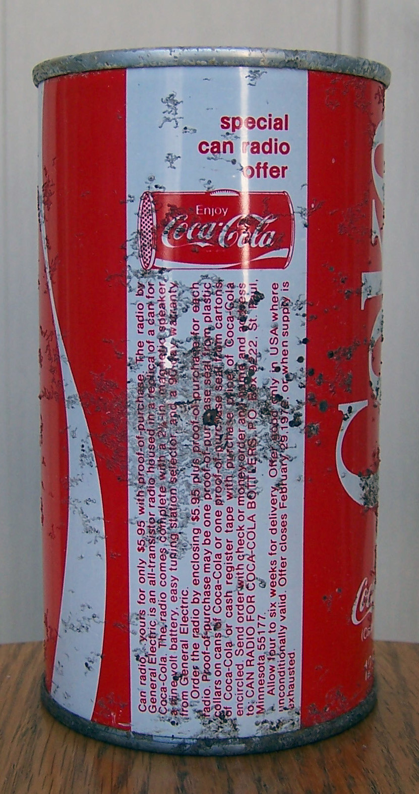 1972 Radio Offer, Coca Cola Tab Top Soda Can, Eugene, OR, 12 oz, Beer, Cone