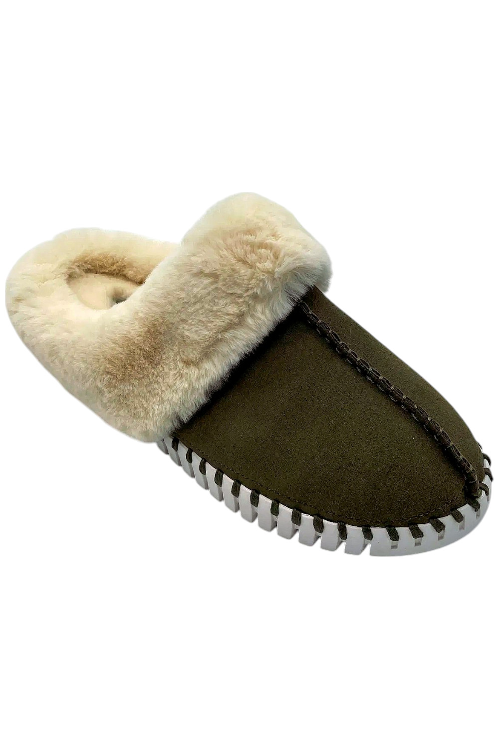 Ilse Jacobsen Faux Fur Slippers Dark Olive
