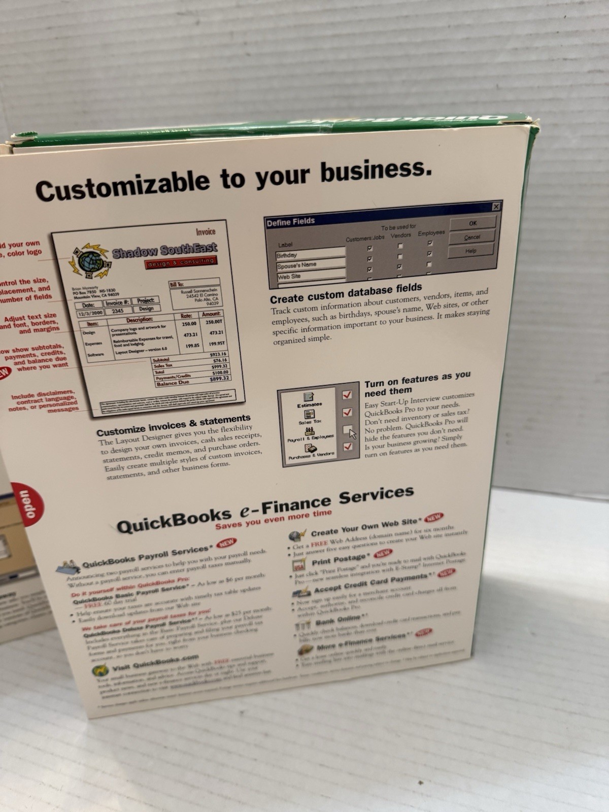 Intuit Quickbooks Pro 2000 for Windows Quicken Financial Services Software