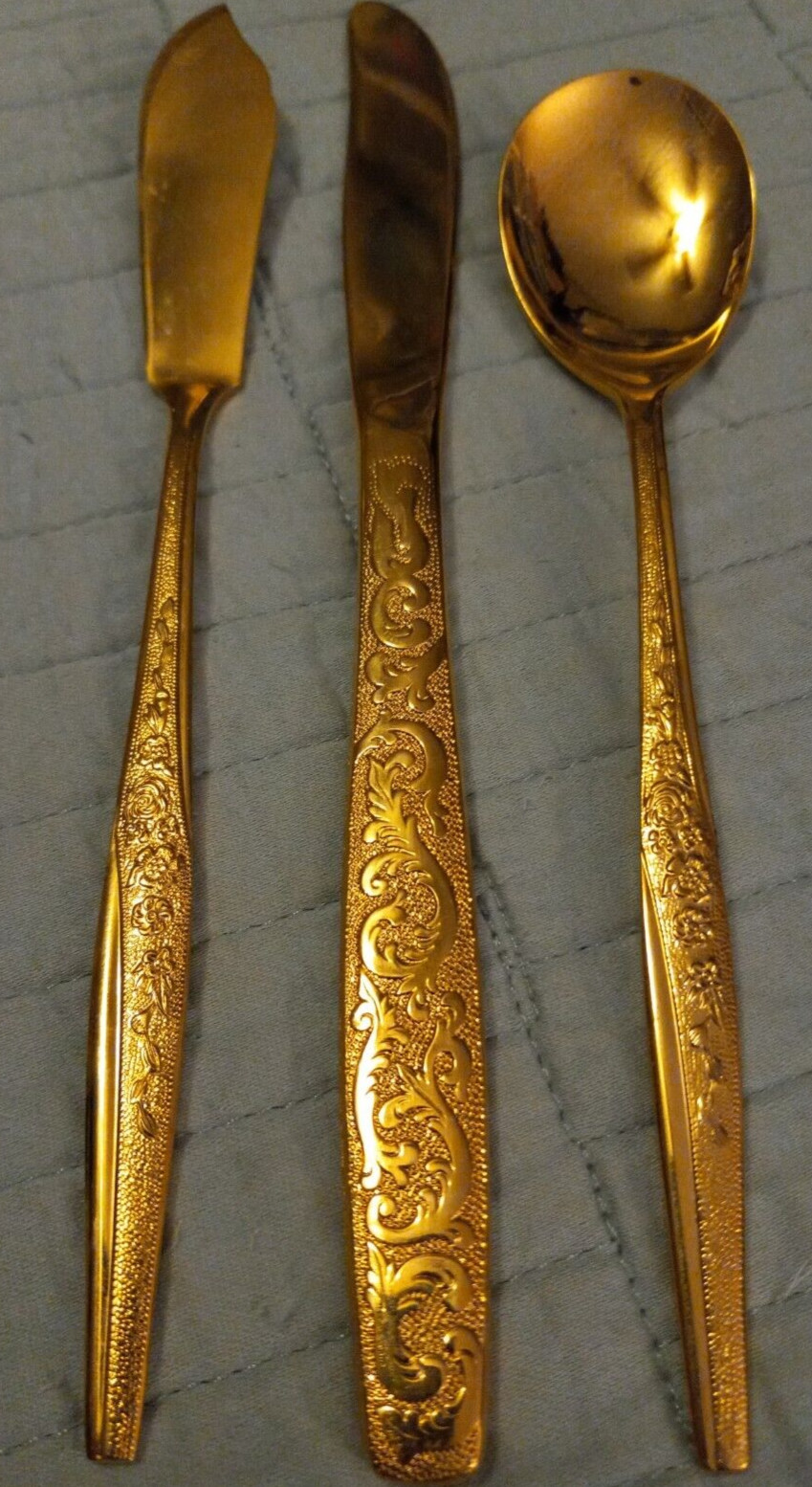Lot Of 3 International Golden Banquet Gold Tone Mixed Flatware Piece Lot