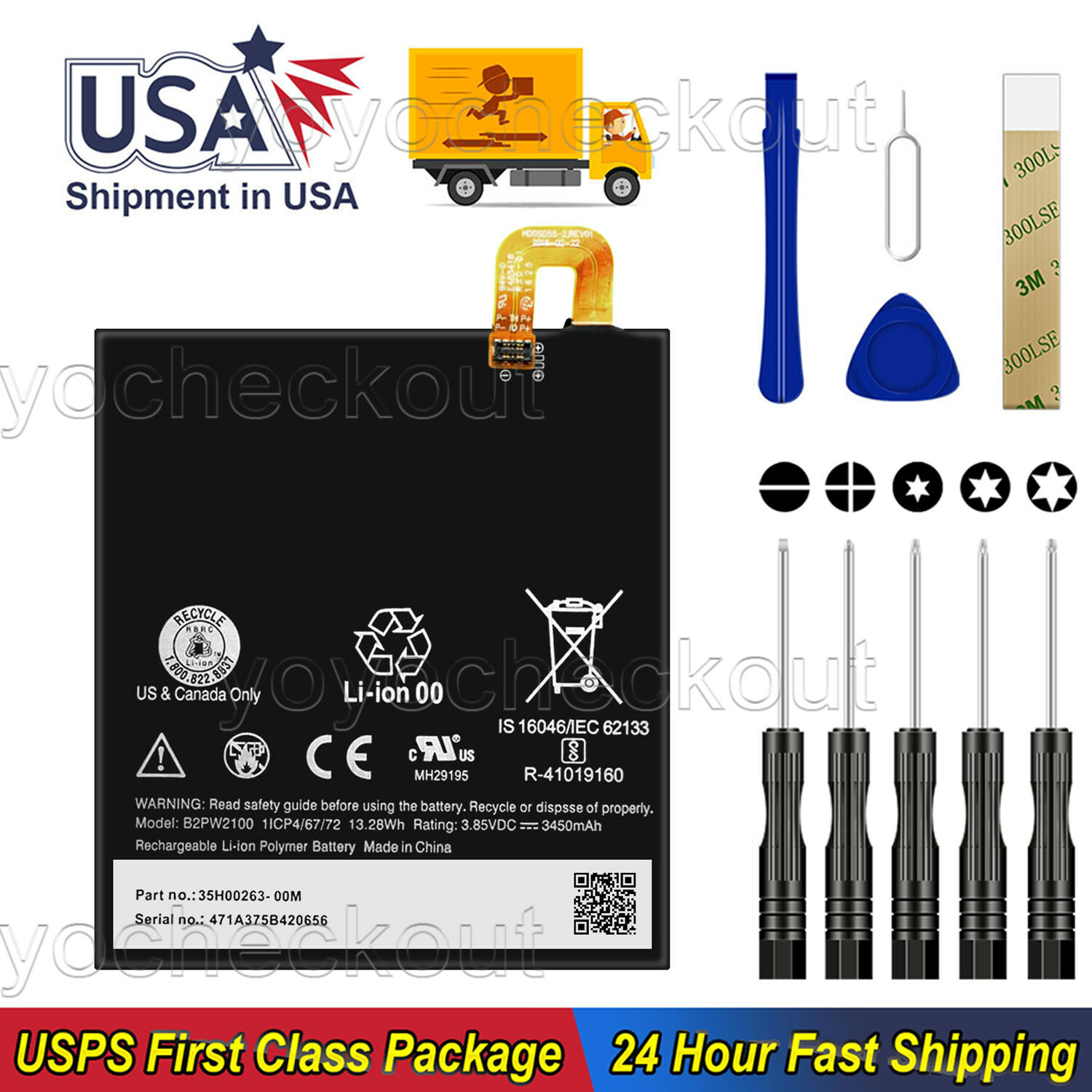 For Google Pixel XL Replacement Battery B2PW2100 35H00263-00M Tools