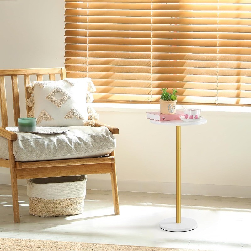 Small Side Table for Small Spaces Round Pedestal Coffee Cocktail Table White