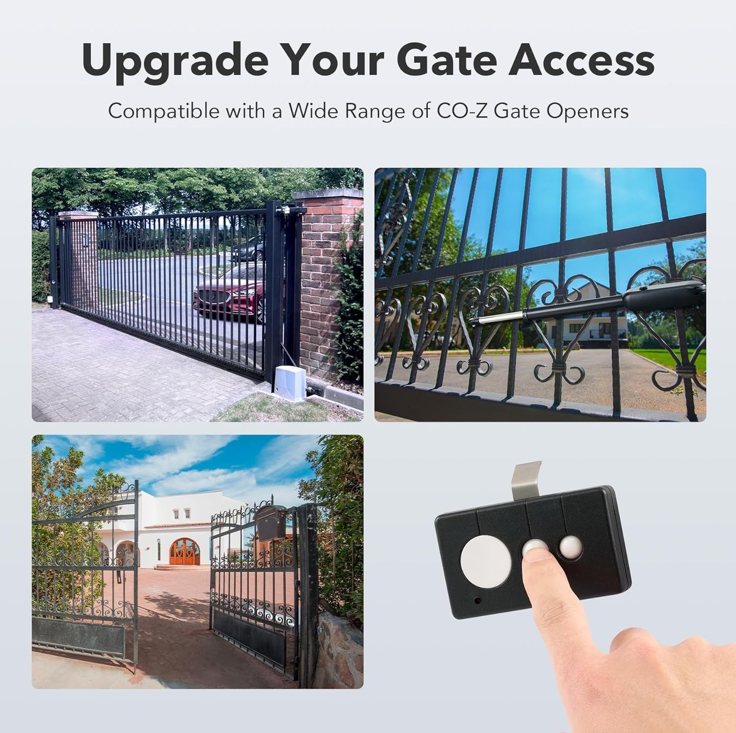 Gate Opener Remote Control, 433.92 MHz Gate Clicker with 100' Range Visor Cli...