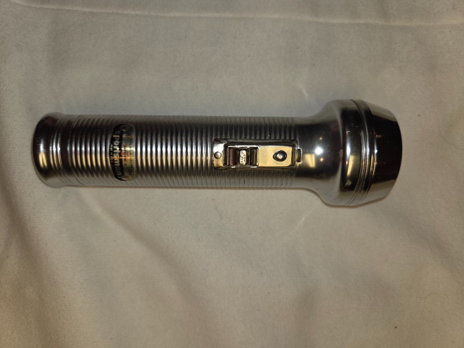 Ray-o-Vac Sportsman Flashlight vintage ribbed Metal 7.5” 2 D working rayovac DD