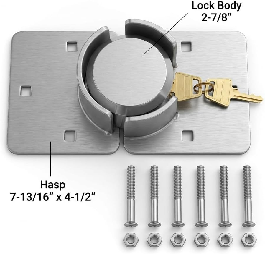 Solid Steel Puck Lock Set with Hasp – Reinforced Security Design for Trucks, Van