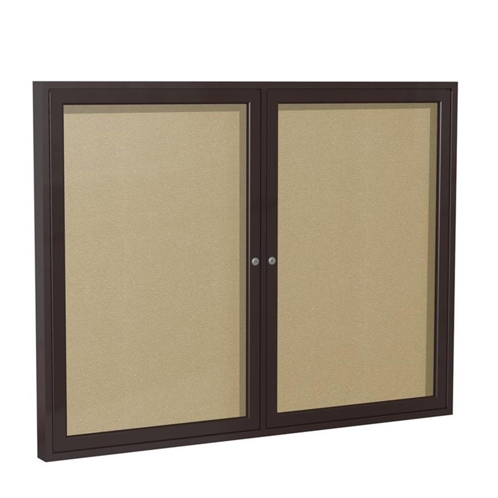 Ghent's Vinyl 36" x 48" 2 Door Enclosed Bulletin Board in Caramel