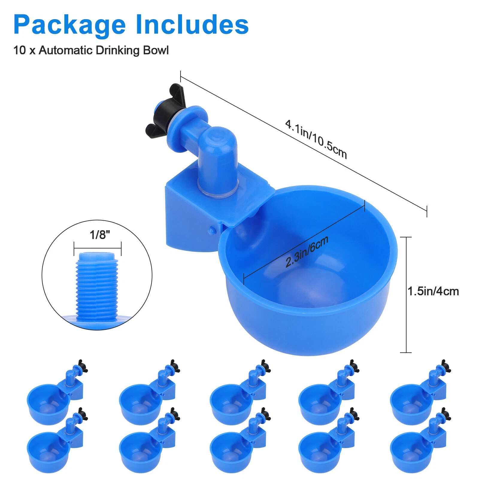 12Pcs Automatic Water Cups Poultry Drinker Waterer Chicken Duck Quail Drinking
