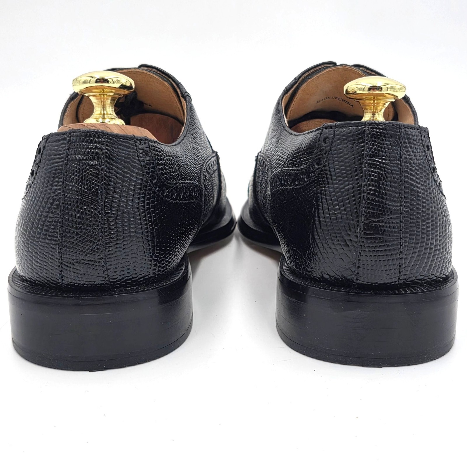 NEW Giorgio Brutini Black Lizard Print Leather Cap-toe Oxford Men 8M Dress Shoes